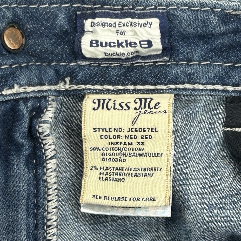 Miss Me Womens Easy Boot Sz 31 Jeans Measured 35x31 Rhinestone Western Cowgirl - Picture 9 of 12